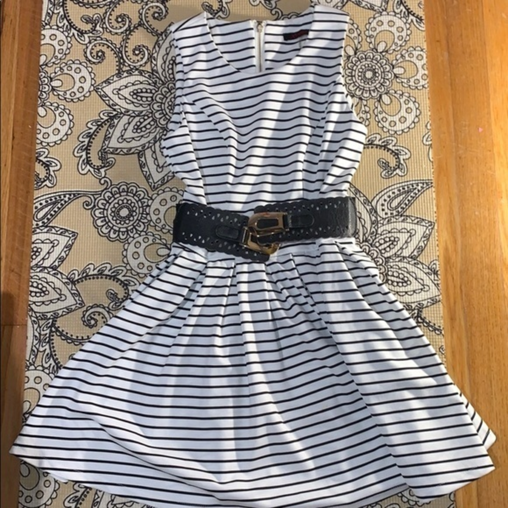 black and white stripped sundress